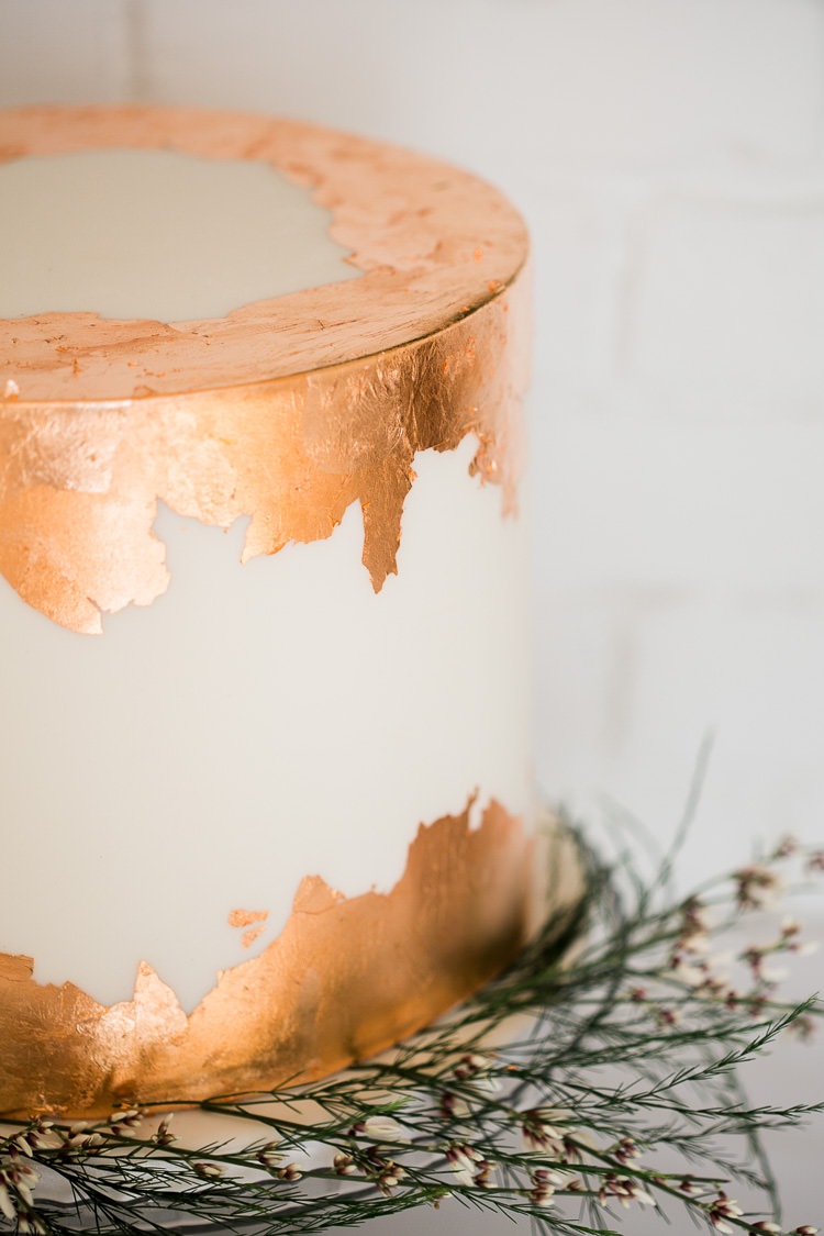 Leaf Metallic Cake Modern Luxe Copper & Red Wedding Ideas http://www.danielle-smith-photography.com/