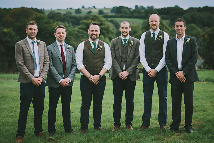 Mismatched Tweed Groomsmen Lovely Greenery Farm Tipi Wedding http://www.victoriasomersethowphotography.co.uk/