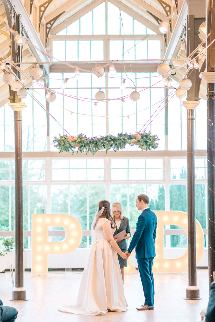 Hexham Winter Gardens Ceremony Playful Stylish Navy Winter Wedding http://sarahjaneethan.co.uk/