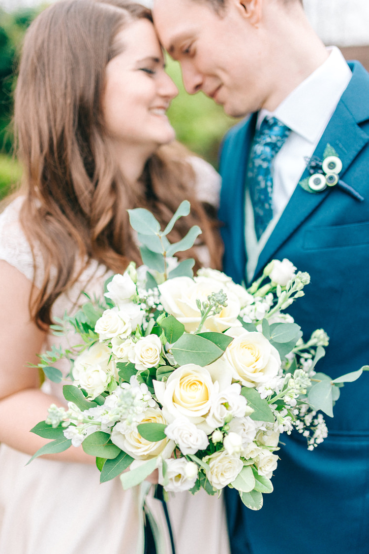 Cream Rose Bouquet Flowers Bride Bridal Playful Stylish Navy Winter Wedding http://sarahjaneethan.co.uk/
