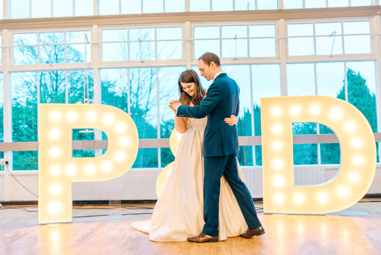 Letter Lights Playful Stylish Navy Winter Wedding http://sarahjaneethan.co.uk/
