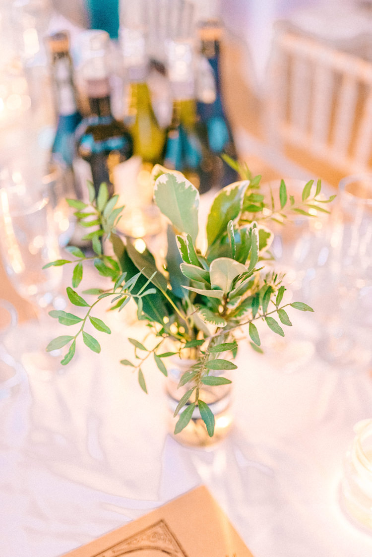 Foliage Jars Decor Playful Stylish Navy Winter Wedding http://sarahjaneethan.co.uk/