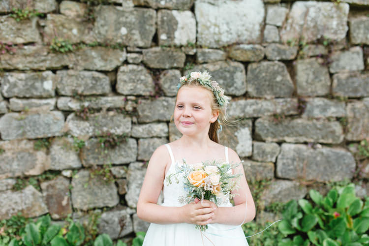Flower Girl Crown Bouquet Peach Whimsical Pastel Travel Wedding https://www.thegibsonsphotography.co.uk/