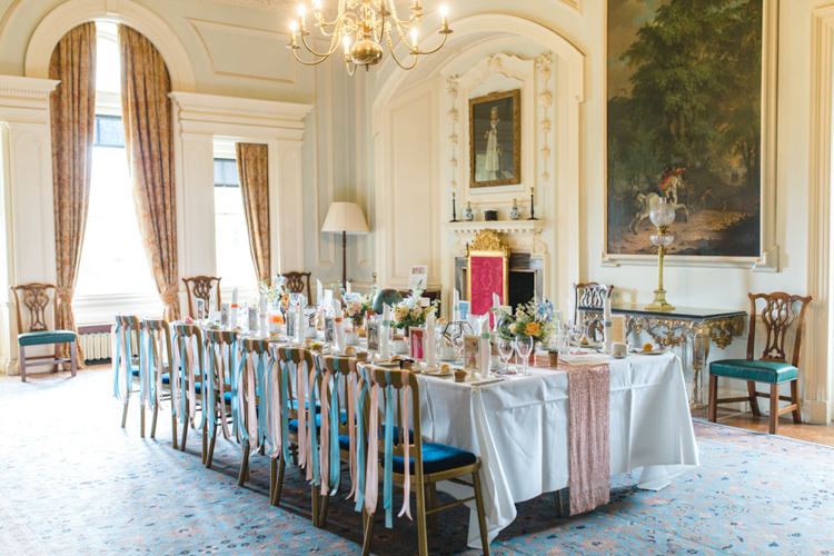 Ribbon Chairs Decor Whimsical Pastel Travel Wedding https://www.thegibsonsphotography.co.uk/