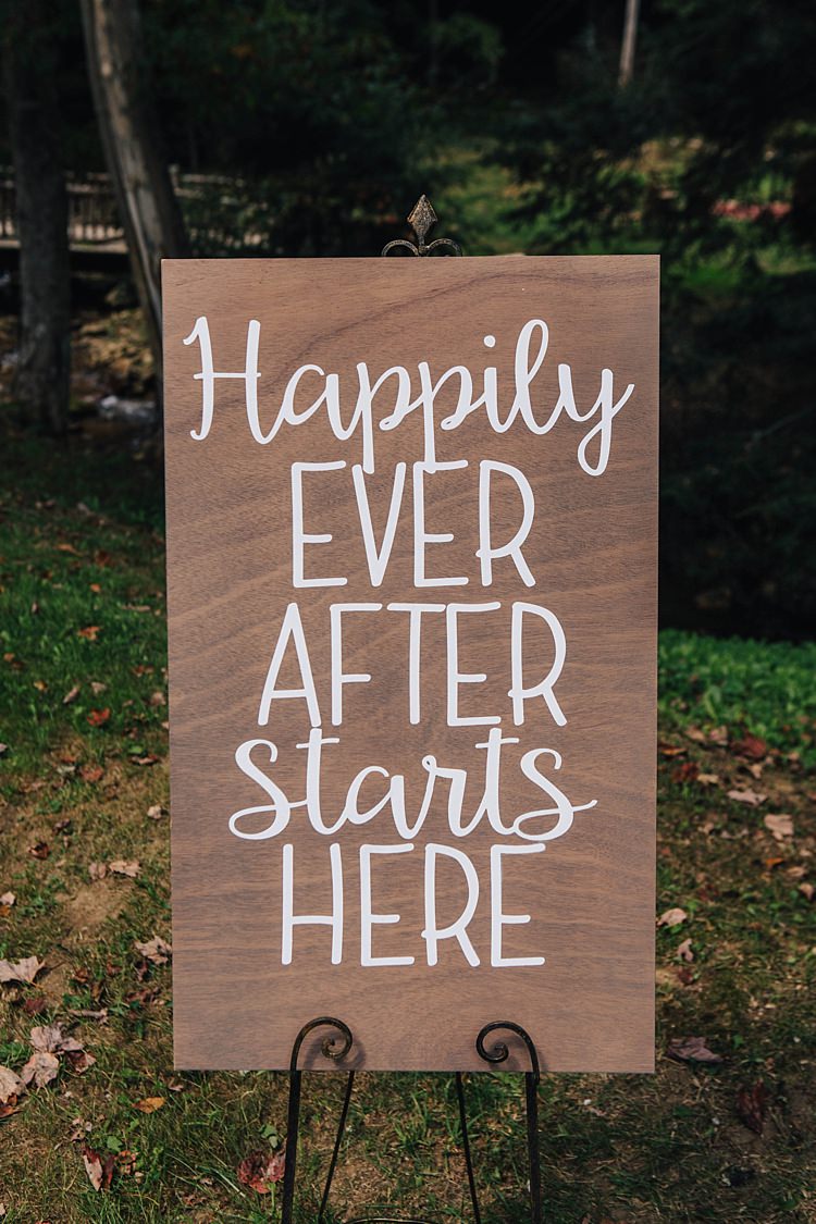Outdoor Ceremony Personalised Wooden Welcome Sign Bohemian & Whimsical Garden Wedding in North Carolina http://www.taylorparkerphotography.com/