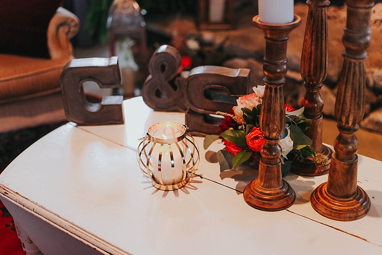 Reception Table Setting Wooden Initials Multicoloured Florals Tall Candlesticks Gold Candleholder Bohemian & Whimsical Garden Wedding in North Carolina http://www.taylorparkerphotography.com/