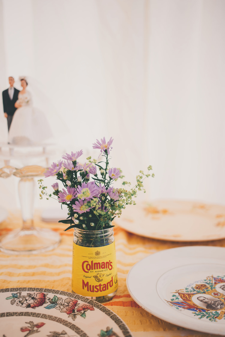 Jar Flowers Mustard Bright Retro Vintage Sea Wedding http://www.larissajoice.co.uk/
