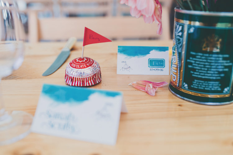 Tea Cake Favour Flag Place Name Bright Retro Vintage Sea Wedding http://www.larissajoice.co.uk/