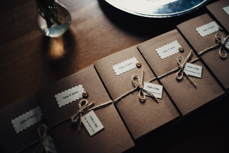 Order Service Stationery Brown Paper Twine Quirky Stylish Country House Wedding http://www.stevebridgwoodphotography.co.uk/