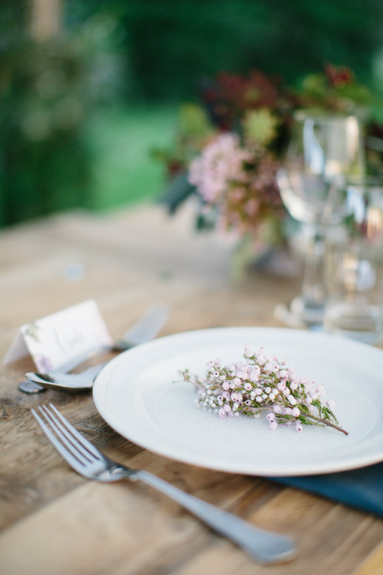 Place Setting Simple Flower Stem Pink Wild Romance Greenery Wedding Ideas http://www.melissabeattie.com/