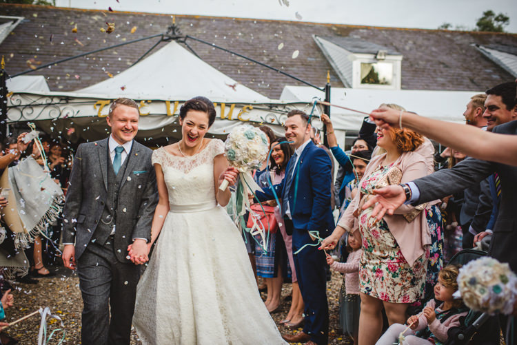 Tea Length Dress Ted Baker Groom Button Lace Bouquet Crafty Rustic Farm Barn Wedding http://www.sophieduckworthphotography.com/