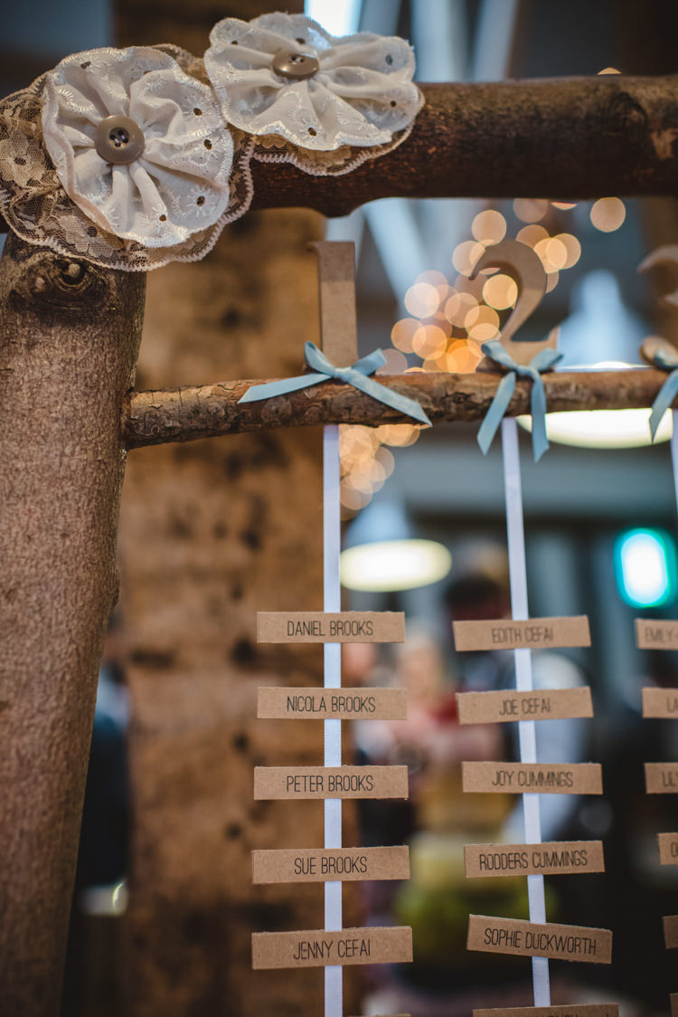 Table Plan Decor Lace Buttons Wood Crafty Rustic Farm Barn Wedding http://www.sophieduckworthphotography.com/