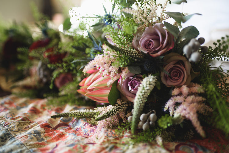 Protea Rose Bouquet Flowers Foliage Bride Bridal Quirky Vintage Glamour Wedding https://www.jacksonandcophotography.com/