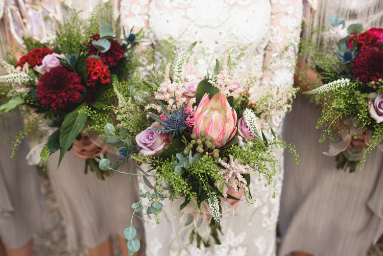 Protea Bouquet Flowers Bride Bridal Pink Quirky Vintage Glamour Wedding https://www.jacksonandcophotography.com/