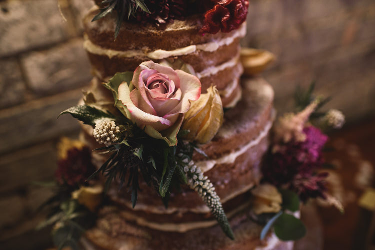 Naked Cake Flowers Sponge Layer Quirky Vintage Glamour Wedding https://www.jacksonandcophotography.com/