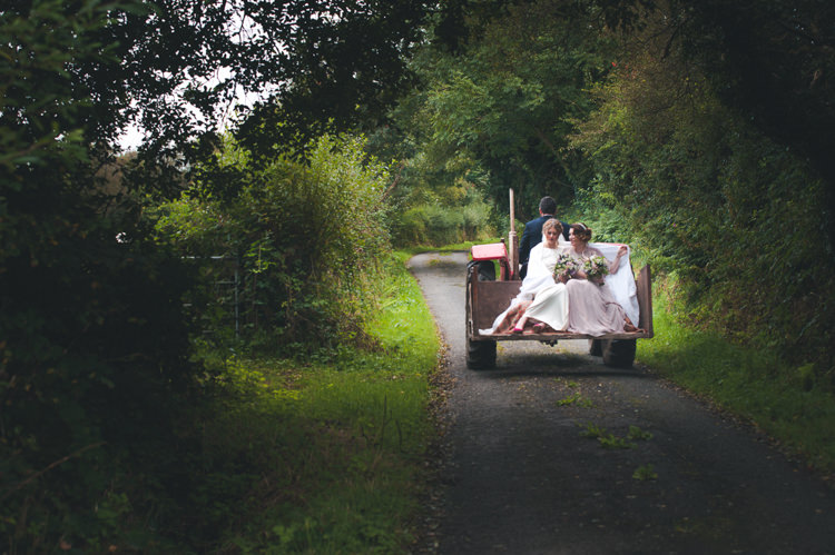 Tractor Transport Colourful Country Farm Marquee Wedding http://www.hannahmilesphotography.com/