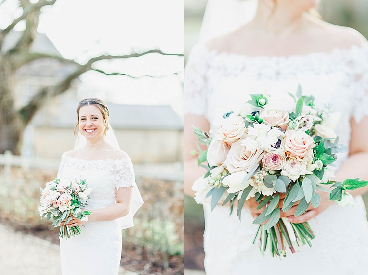 Blush Pink Rose Bouquet Cream Ivory Flowers Bride Bridal Beautiful Rustic Fairy Lights Barn Wedding http://whitestagweddings.com/