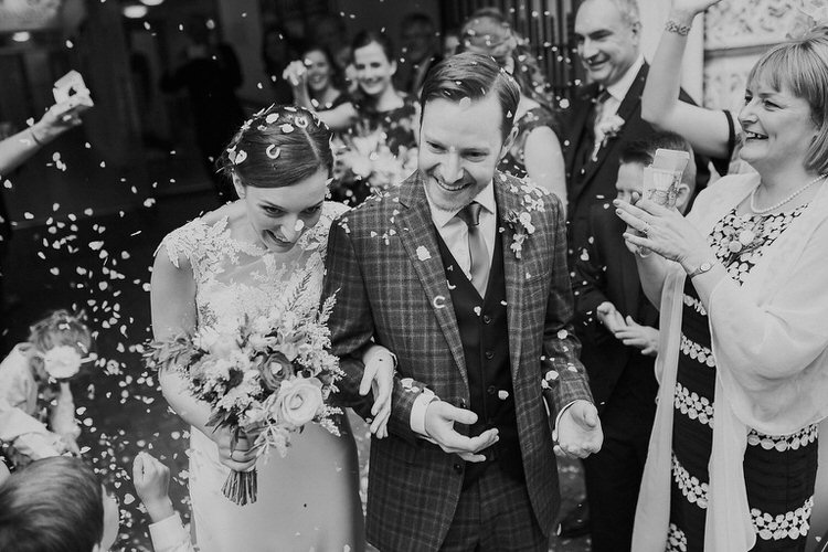 Confetti Throw Bride Groom Stylish Hand Made Rainy Summer Barn Wedding http://www.kategrayphotography.com/