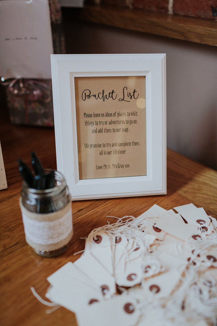 Bucket List Guest Book Luggage Tag Travel Stylish Hand Made Rainy Summer Barn Wedding http://www.kategrayphotography.com/