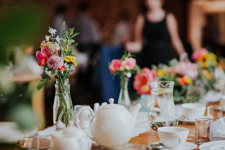 Decor Flowers Table Stylish Hand Made Rainy Summer Barn Wedding http://www.kategrayphotography.com/