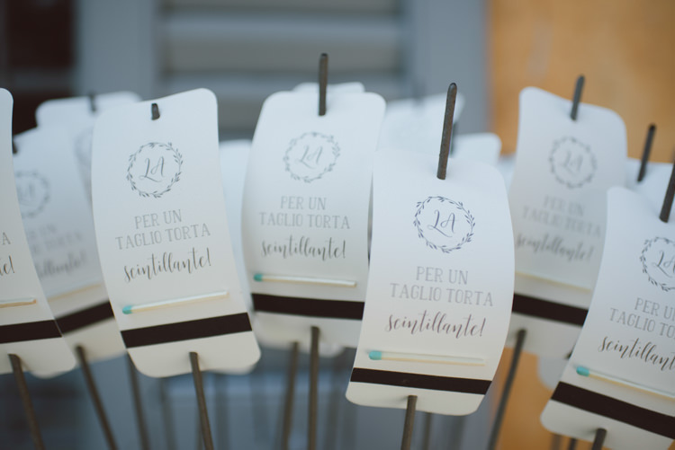 Wedding Stationery Calligraphy Sparklers Match Botanical Copper Greenery Lake Como Wedding http://margheritacalatiphotography.com/