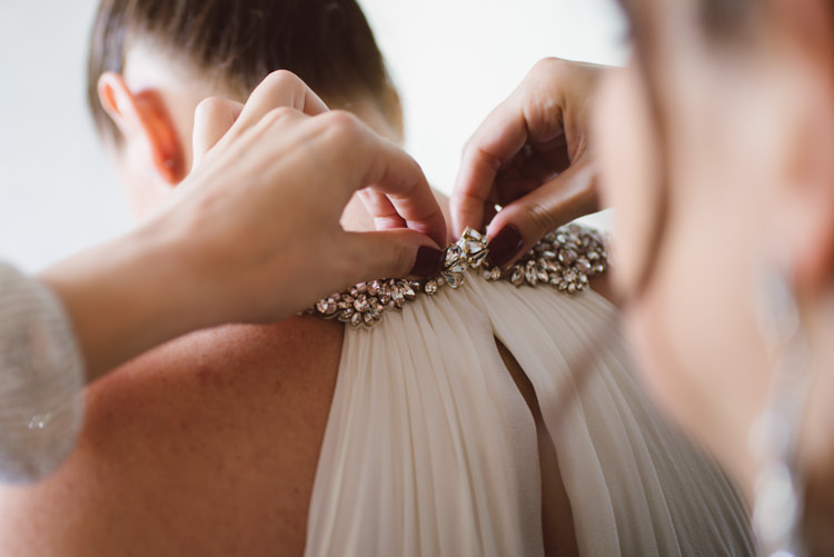 Bride V Neck Jenny Packham Embellished Bridal Gown Ceremony Preparations Botanical Copper Greenery Lake Como Wedding http://margheritacalatiphotography.com/