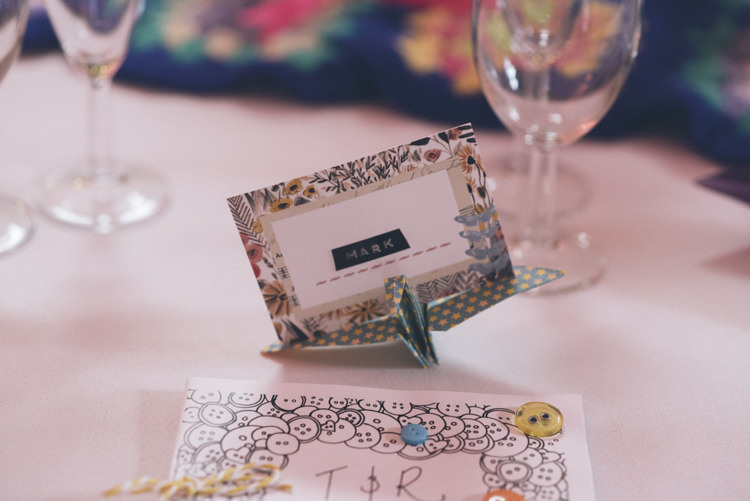 Place Name Setting Floral Paper Cranes Alternative Creative Budget Wedding http://www.petecranston.com/