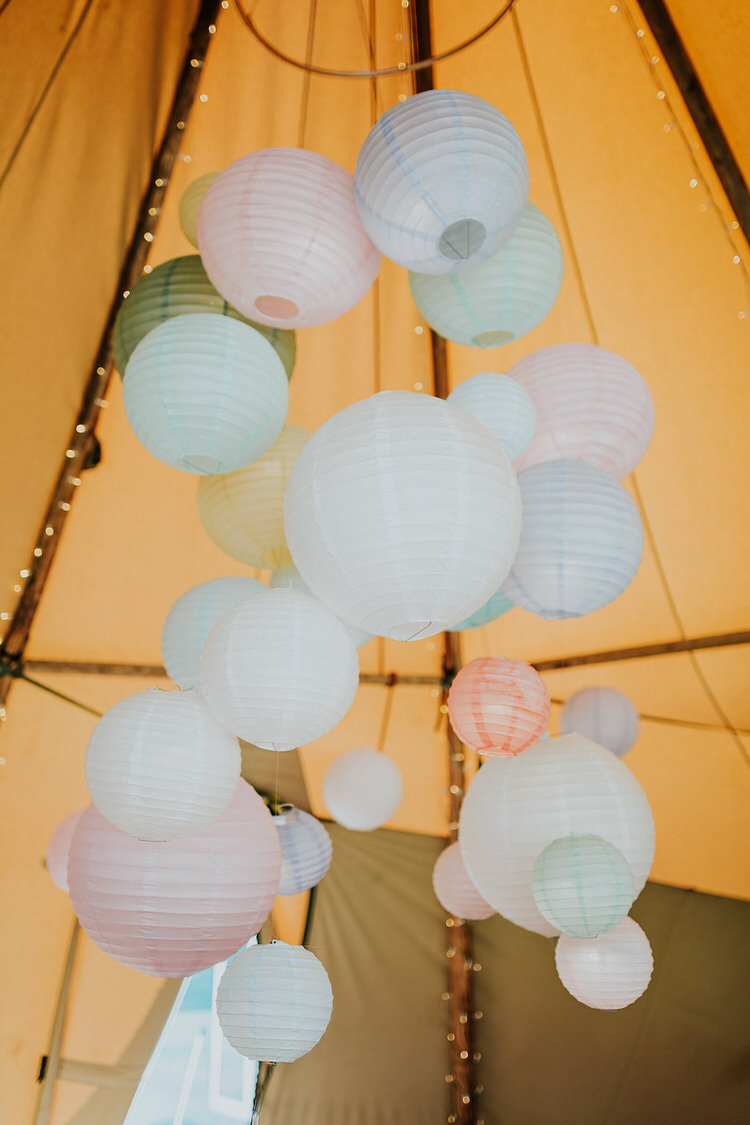 Pastel Lanterns Hanging Adventure Country Tipi Farm Wedding http://www.kategrayphotography.com/