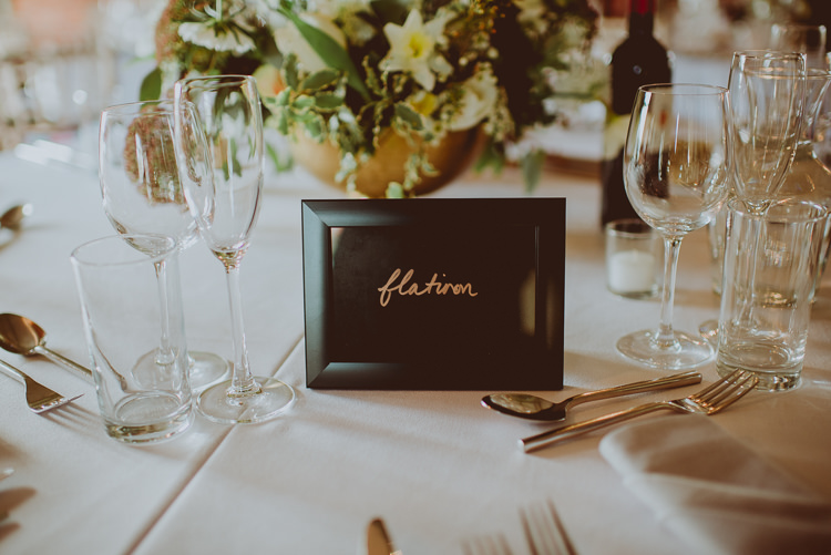 Gold Calligraphy Tables Names Modern Minimal Botanical Winter Wedding http://bigbouquet.co.uk/