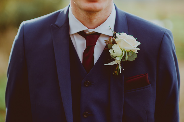 Rose Buttonhole Groom Modern Minimal Botanical Winter Wedding http://bigbouquet.co.uk/