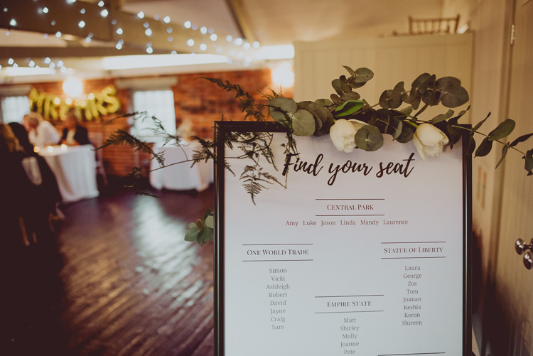 Table Seating Plan Flowers Foliage Greenery Modern Minimal Botanical Winter Wedding http://bigbouquet.co.uk/
