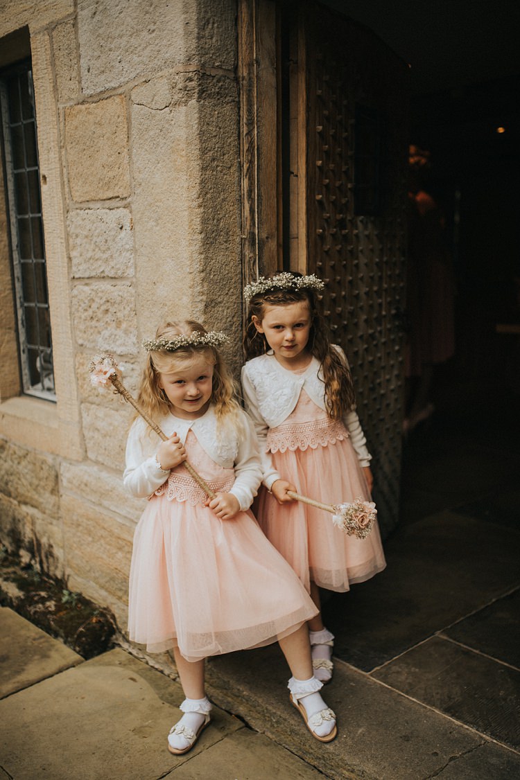 Pink Flower Girl Dresses Crowns Wands Enchanting Woodland Boho Wedding http://www.kerrydiamondphotography.com/