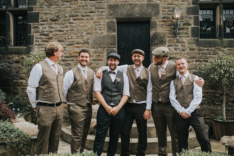 Tweed Groom Groomsmen Waistcoats Caps Hats Ties Enchanting Woodland Boho Wedding http://www.kerrydiamondphotography.com/
