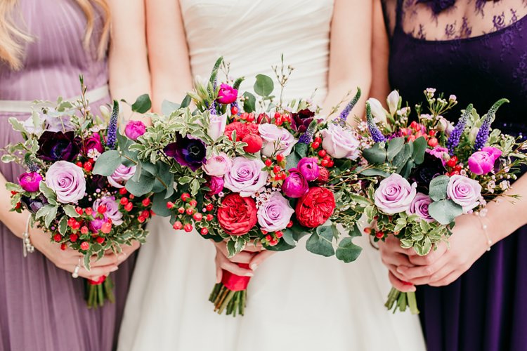 Bride Bridesmaids Bridal Bouquet Rose Eucalyptus Jewel Tone Berry Fun Colourful Modern Music Wedding http://hollycollingsphotography.com/