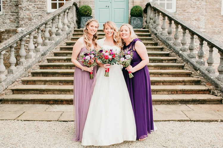 Bride Bridal Bridesmaids Purple Pink Ivory & Co A-Line Fun Colourful Modern Music Wedding http://hollycollingsphotography.com/