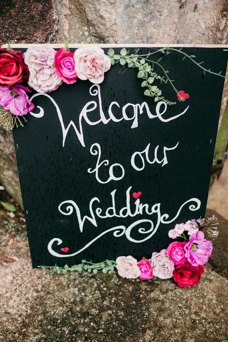 Welcome Chalk Board Sign Rose Fun Colourful Modern Music Wedding http://hollycollingsphotography.com/
