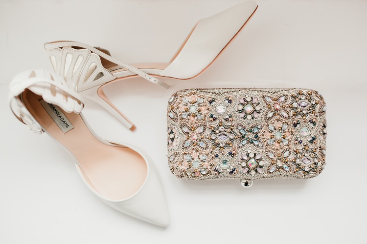 Bride Bridal Benjamin Adams Shoes Stiletto Jewelled Clutch Fun Colourful Modern Music Wedding http://hollycollingsphotography.com/