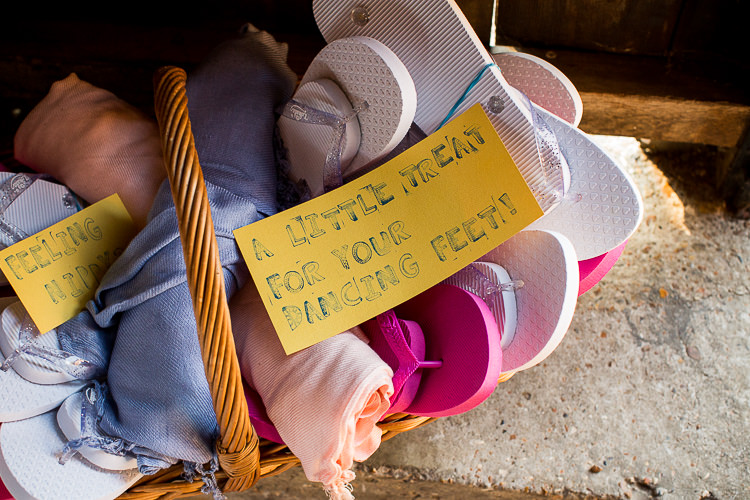 Flip Flop Pashmina Basket Fun Multicolour Creative Barn Wedding http://www.mattparryphotography.co.uk/