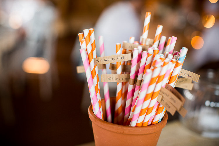 Stripey Straws Fun Multicolour Creative Barn Wedding http://www.mattparryphotography.co.uk/