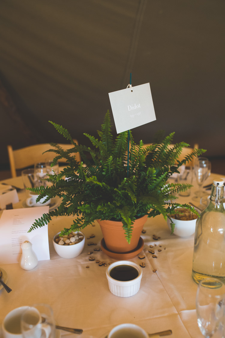 Centrepiece Fern Potted Plant Decor Table Delightfully Natural Pretty Garden Wedding http://www.elliegracephotography.co.uk/