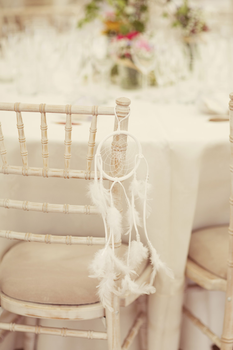 Dream Catcher Chair Decor Whimsical Woodland Autumn Wedding http://www.rebeccaweddingphotography.co.uk/ 
