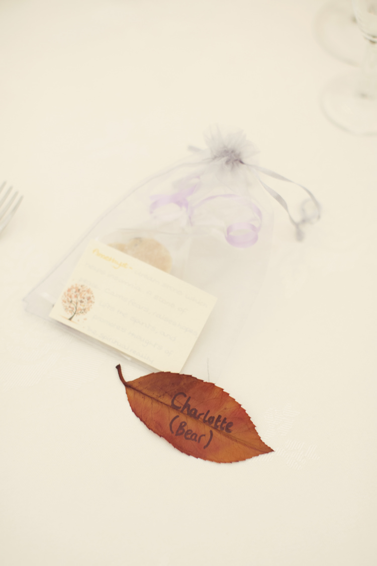 Leaf Place Names Whimsical Woodland Autumn Wedding http://www.rebeccaweddingphotography.co.uk/ 