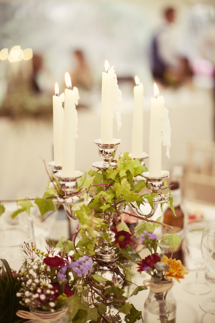 Candle Sticks Decor Flowers Whimsical Woodland Autumn Wedding http://www.rebeccaweddingphotography.co.uk/