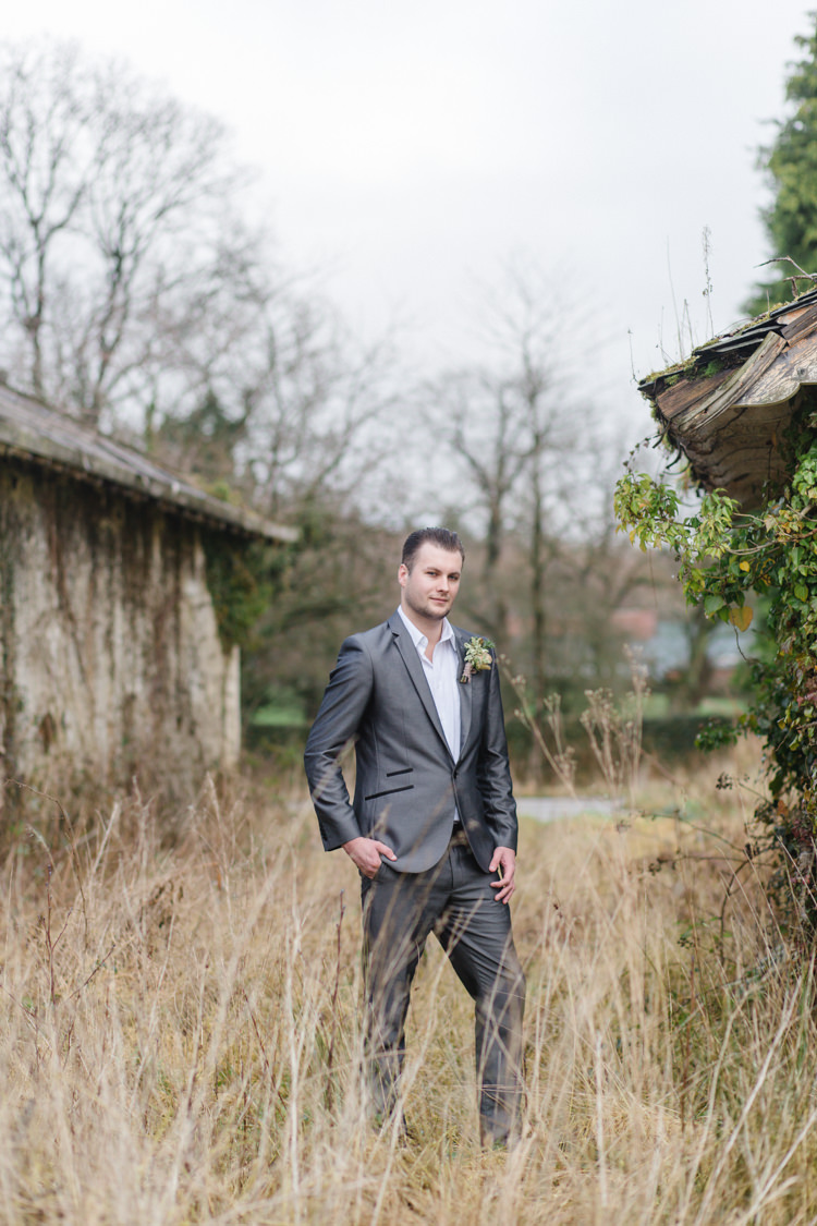 Grey Suit Groom Style Botanical Beauty Abandoned Greenhouse Wedding Ideas https://www.thegibsonsphotography.co.uk/