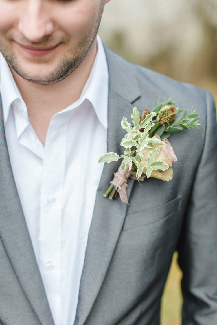 Dusky Pink Buttonhole Groom Greenery Botanical Beauty Abandoned Greenhouse Wedding Ideas https://www.thegibsonsphotography.co.uk/