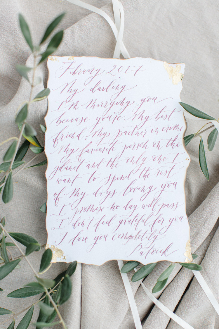 Vows Ceremony Calligraphy Botanical Beauty Abandoned Greenhouse Wedding Ideas https://www.thegibsonsphotography.co.uk/