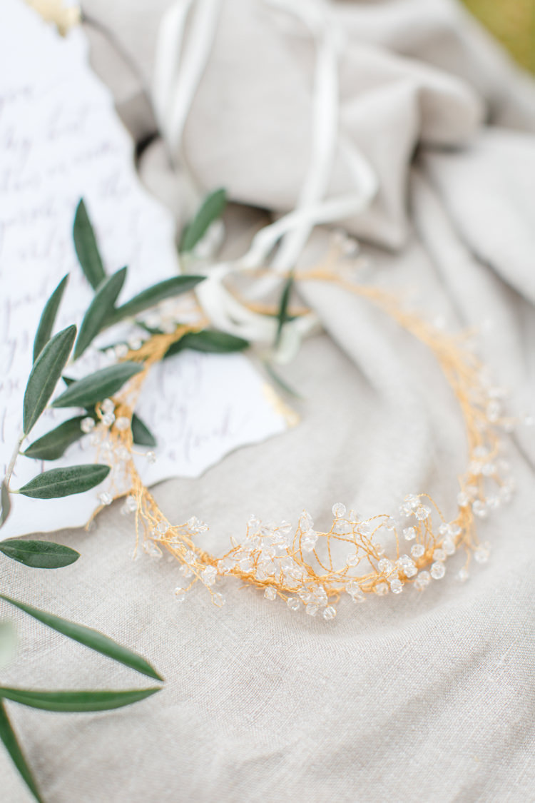 Hair Vine Crown Accessory Bride Bridal Gold Botanical Beauty Abandoned Greenhouse Wedding Ideas https://www.thegibsonsphotography.co.uk/