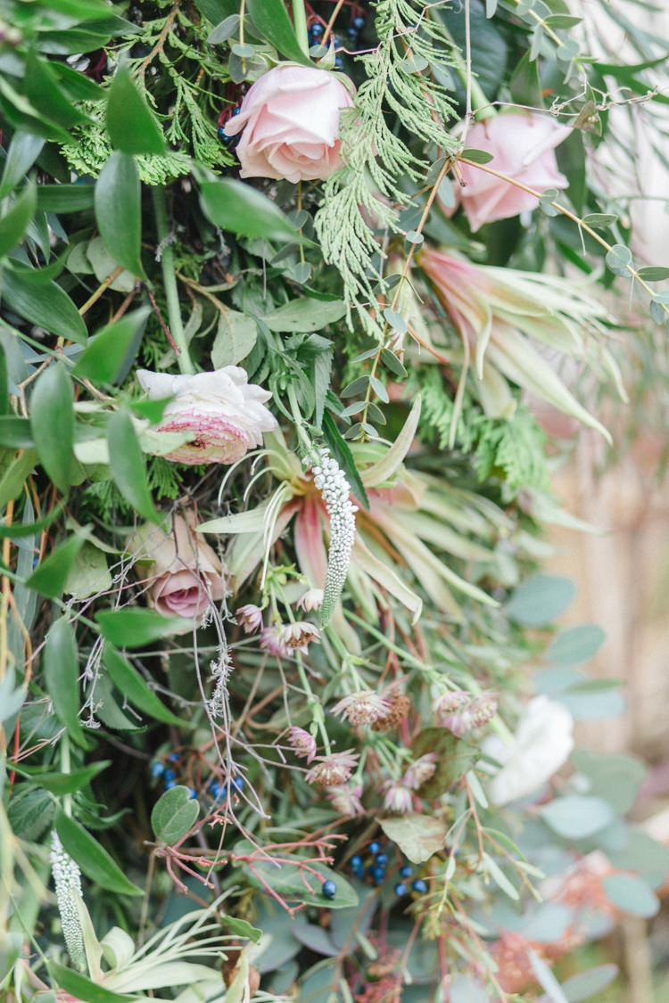 Flower Arch Backdrop Doorway Ceremony Greenery Foliage Botanical Beauty Abandoned Greenhouse Wedding Ideas https://www.thegibsonsphotography.co.uk/
