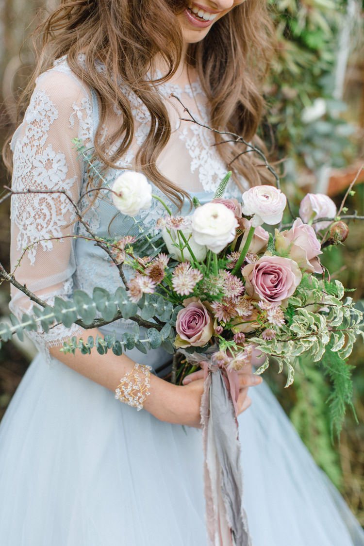 Dusky Pink Bouquet Flowers Bride Bridal Greenery Botanical Beauty Abandoned Greenhouse Wedding Ideas https://www.thegibsonsphotography.co.uk/