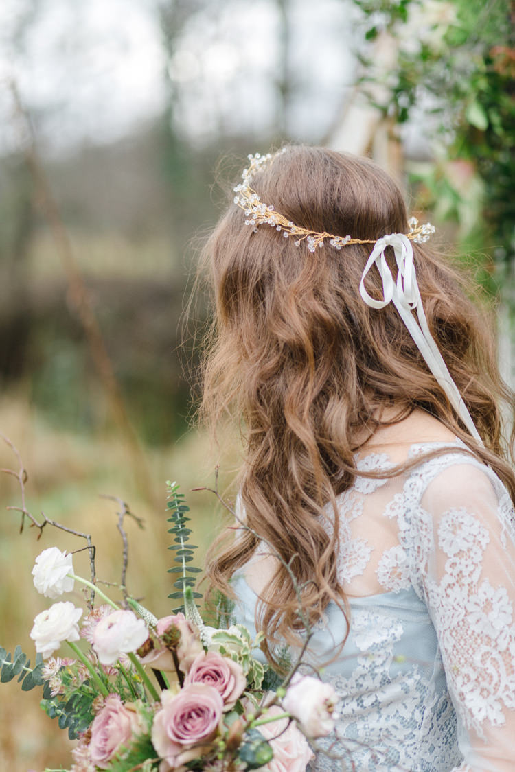 Hair Crown Vine Accessory Ribbon Headdress Bride Bridal Botanical Beauty Abandoned Greenhouse Wedding Ideas https://www.thegibsonsphotography.co.uk/
